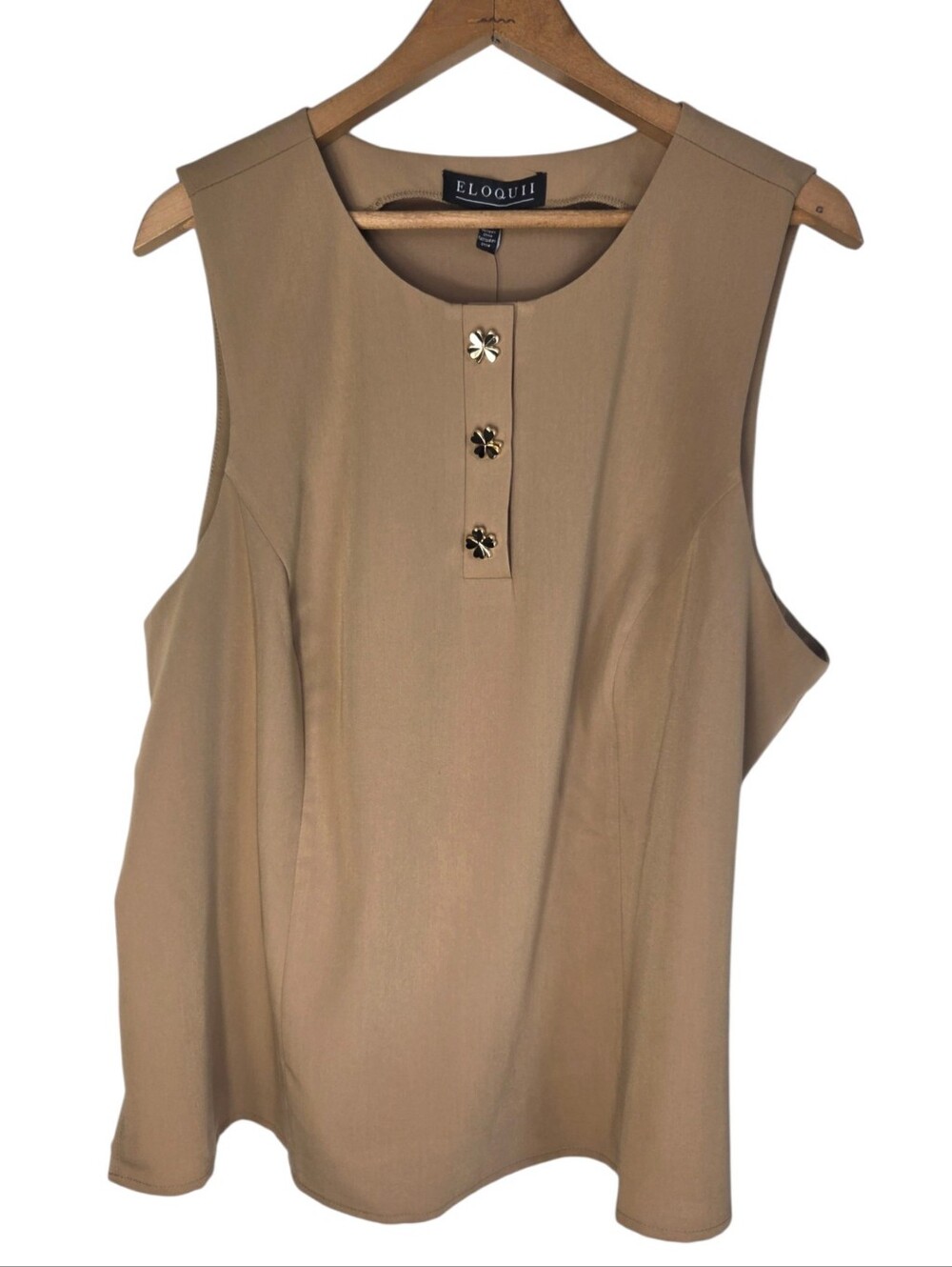 NWT Eloquii Khaki Camel Sleeveless Blouse Tank Top 24
